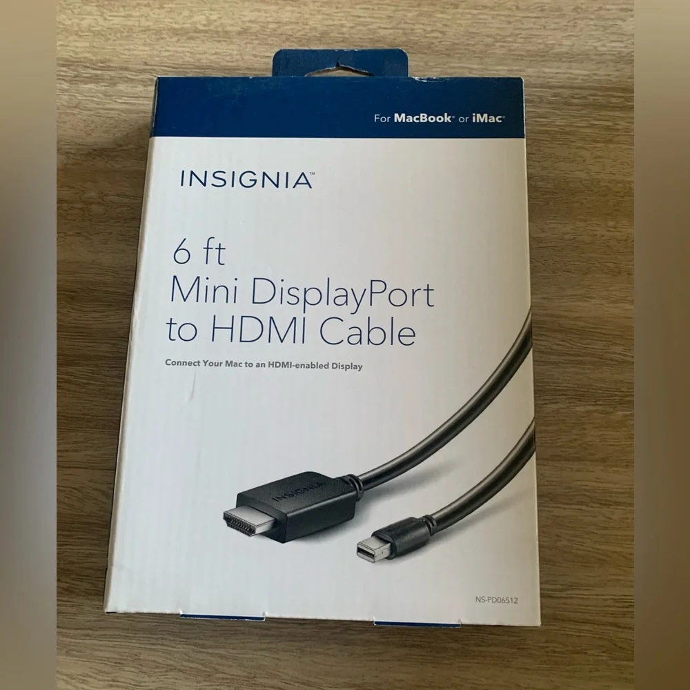NWT 6 ft Mini DisplayPort to HDMI Cable For MacBook or iMac 1080p & Ultra HD 4K